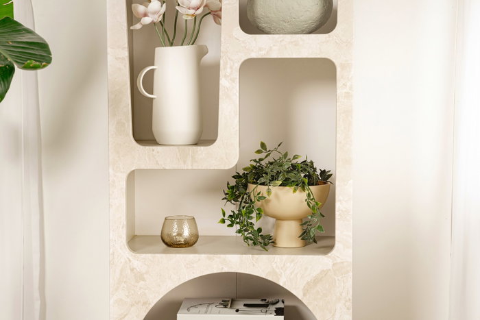 Hanah Home Estantería Estilo Mármol Travertino y Arenisca - 60x150x32 cm, Moderna, Melamina y MDF